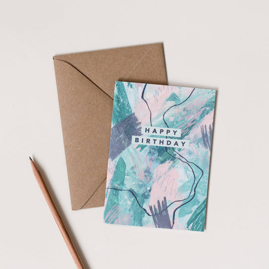GREEN PEACH BIRTHDAY CARD