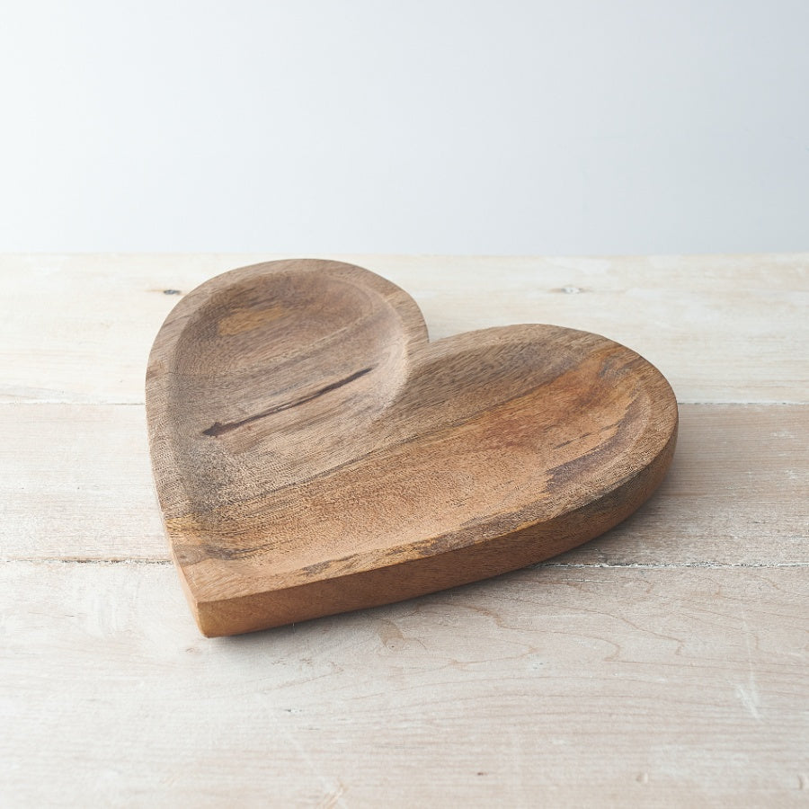 NATURAL WOODEN HEART DISH