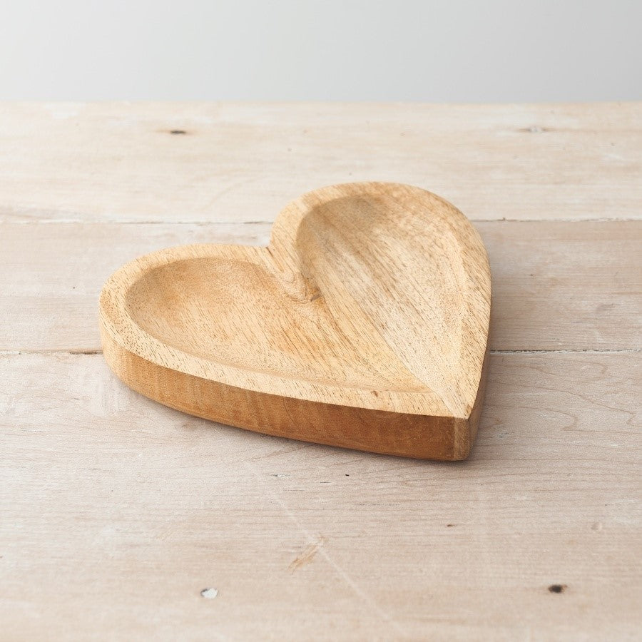 NATURAL WOODEN HEART DISH