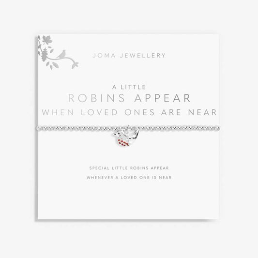A LITTLE 'ROBINS APPEAR WHEN LOVED ONES ARE NEAR' SILVER BRACELET