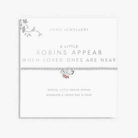A LITTLE 'ROBINS APPEAR WHEN LOVED ONES ARE NEAR' SILVER BRACELET