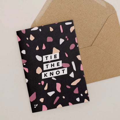 BLACK TERRAZZO TIE THE KNOT CARD