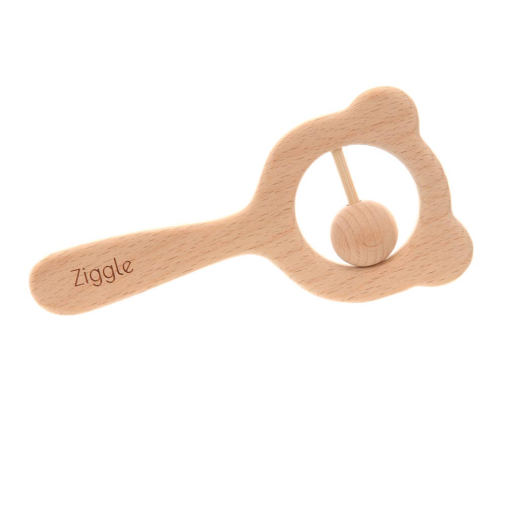 Ziggle natural beech wood baby rattle