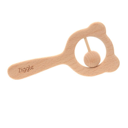 Ziggle natural beech wood baby rattle