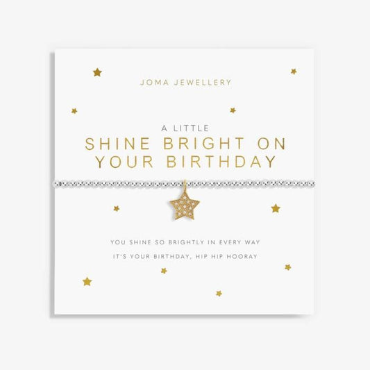 A LITTLE 'SHINE BRIGHT ON YOUR BIRTHDAY' SILVER BRACELET