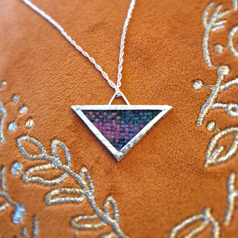 TRIANGLE SILVER + TARTAN NECKLACE