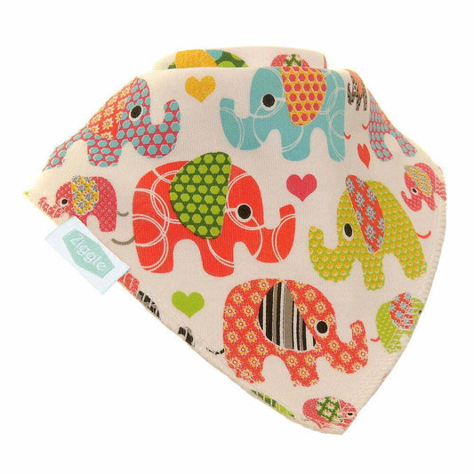 Ethnic elephants print bandana bib for babies with soft cotton and fleece layers