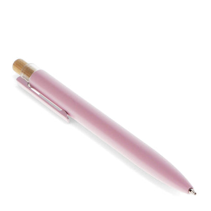 Eco-friendly retractable ballpoint pen with recycled aluminium, bamboo pusher, 1mm blue ink, sustainable office stationery