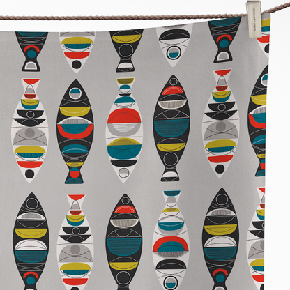 MIDCENTURY MODERN FISH TEA TOWEL