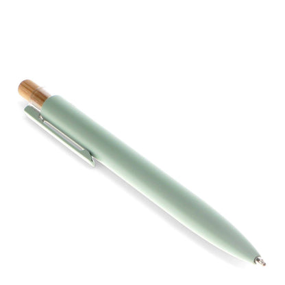 Eco-friendly retractable ballpoint pen with recycled aluminium, bamboo pusher, 1mm blue ink, sustainable office stationery