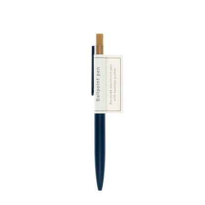 Eco-friendly retractable ballpoint pen with recycled aluminium, bamboo pusher, 1mm blue ink, sustainable office stationery