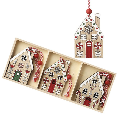 WOODEN GINGERBREAD HOUSE DECORATIONS