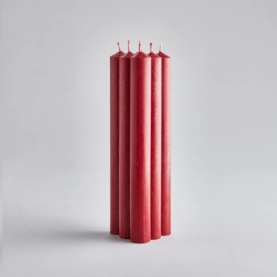 Red St Eval hand-drawn straight dinner candles