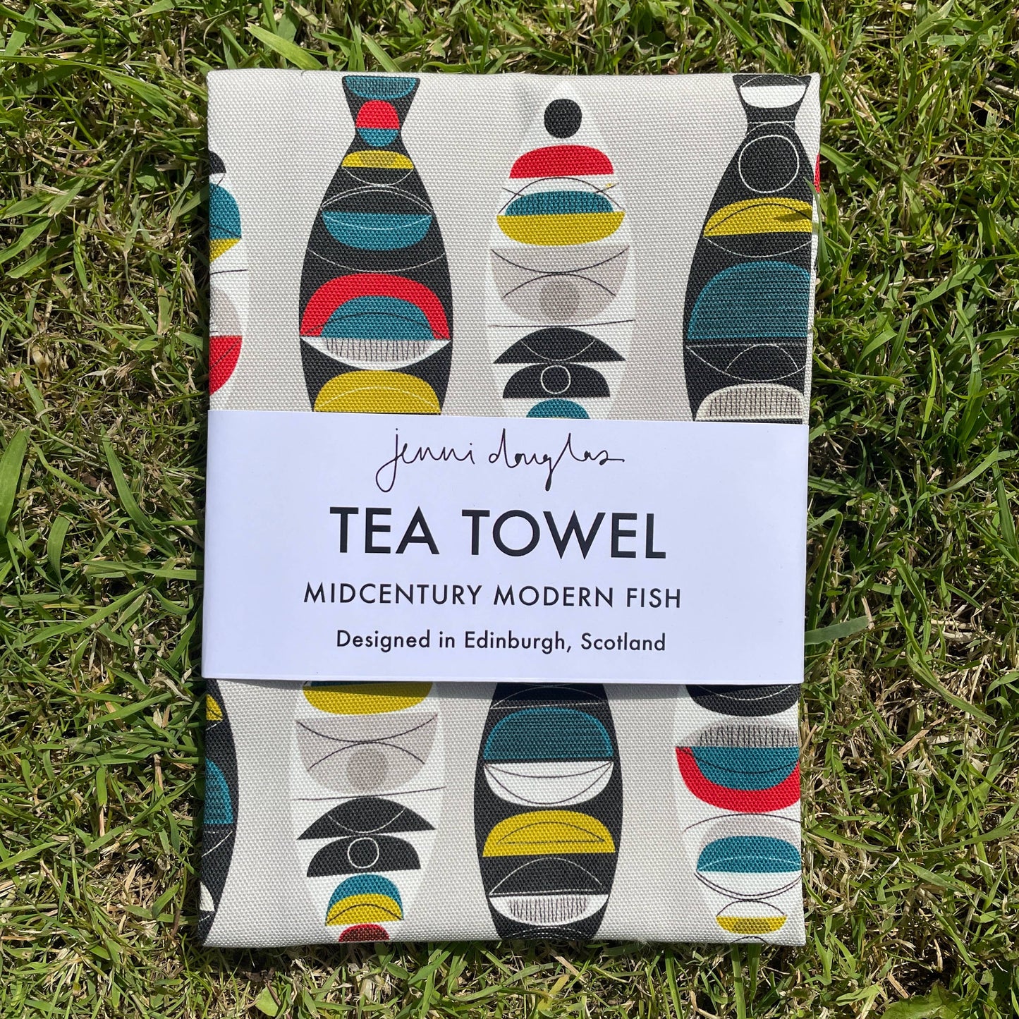 MIDCENTURY MODERN FISH TEA TOWEL