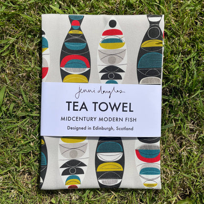 MIDCENTURY MODERN FISH TEA TOWEL