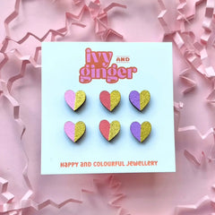 GOLD EDGE HEART STUDS