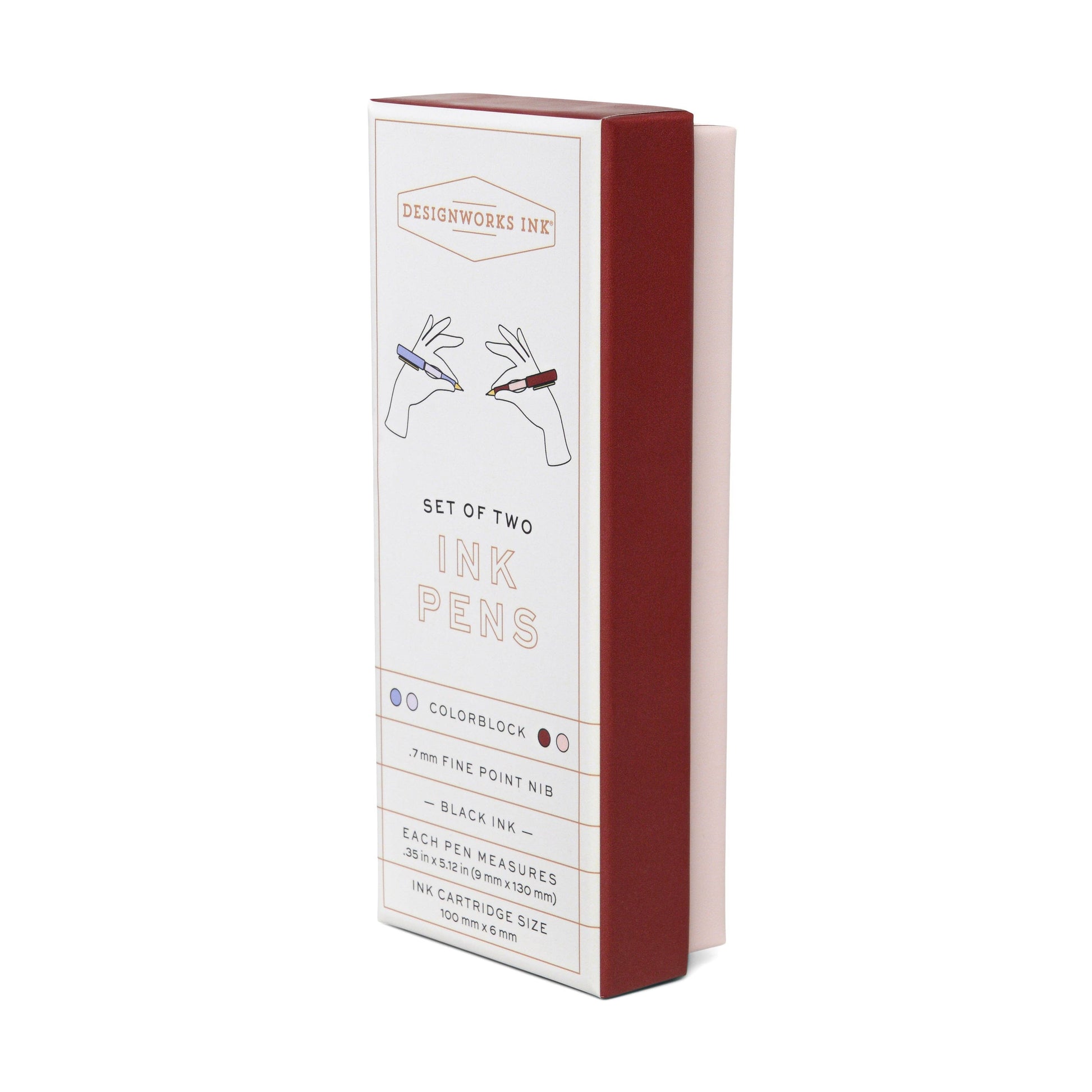 Set of two luxurious Designworks colorblocked metal ink pens, gift boxed