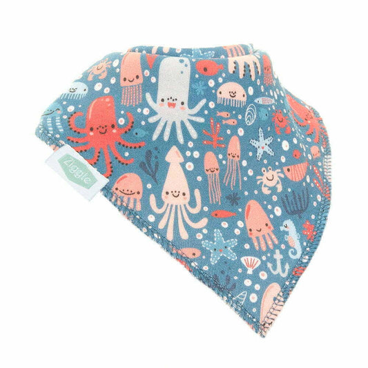 Under the sea bandana bib with colourful ocean print for teething babies