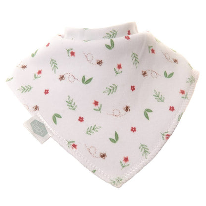 Baby bib with floral pattern on a white background