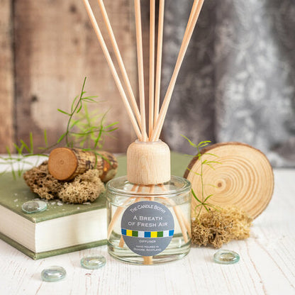 The Candle Bothy A Breath of Fresh Air reed diffuser with fresh citrus, salt, wet moss, woods and amber notes