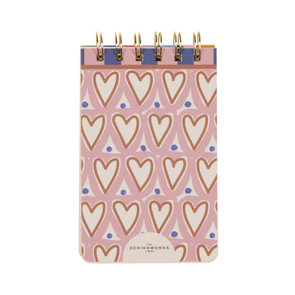 Designworks A Dopo Hearts wire-bound notepad with a colourful hand-drawn heart design inspired by Mediterranean travel
