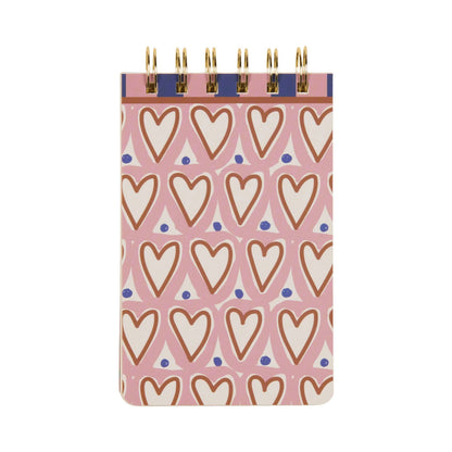 Designworks A Dopo Hearts wire-bound notepad with a colourful hand-drawn heart design inspired by Mediterranean travel
