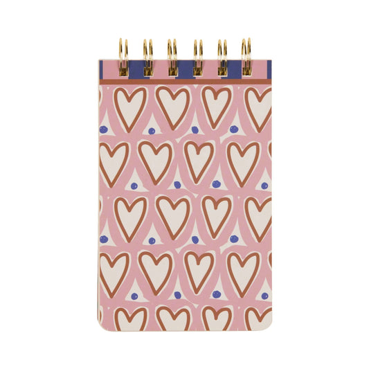 Designworks A Dopo Hearts wire-bound notepad with a colourful hand-drawn heart design inspired by Mediterranean travel