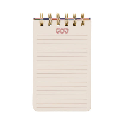 Designworks A Dopo Hearts wire-bound notepad with a colourful hand-drawn heart design inspired by Mediterranean travel