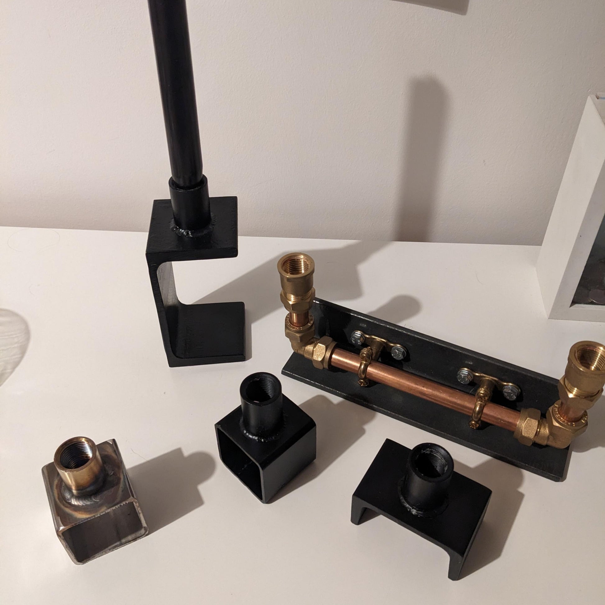 Collection of Black Satin and Stainless Steel Candle Holders bt The Jam Shed