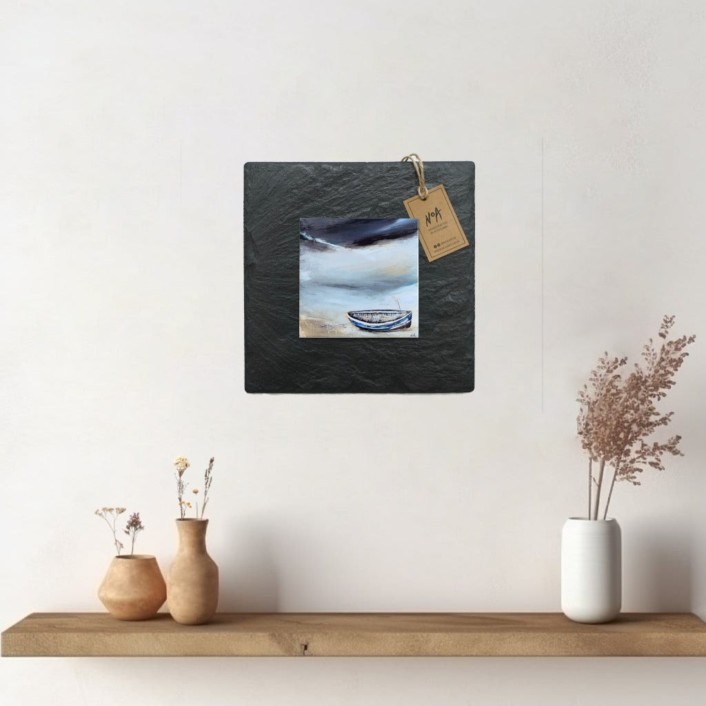 Auchmithie tile from original Noa Art oil painting mounted on slate and wall hung