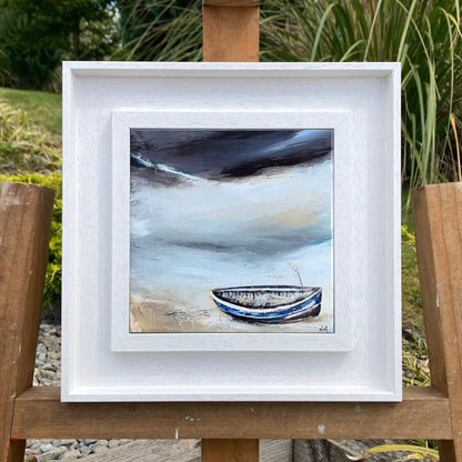 Auchmithie tile from original Noa Art oil painting mounted in handmade white wood frame