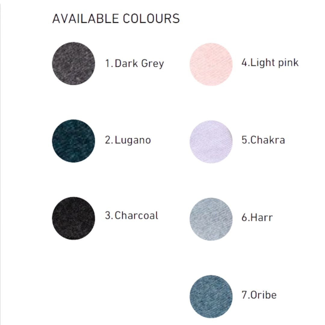 A colour options chart showing available wool colours