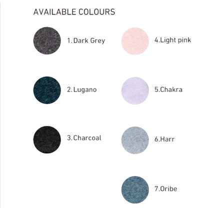 A colour options chart showing available wool colours