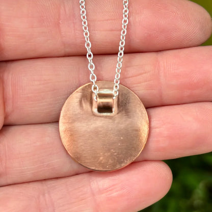 Carnoustie Bay landscape necklace by Rowan Berry Jewellery handmade in copper, brass and sterling silver
