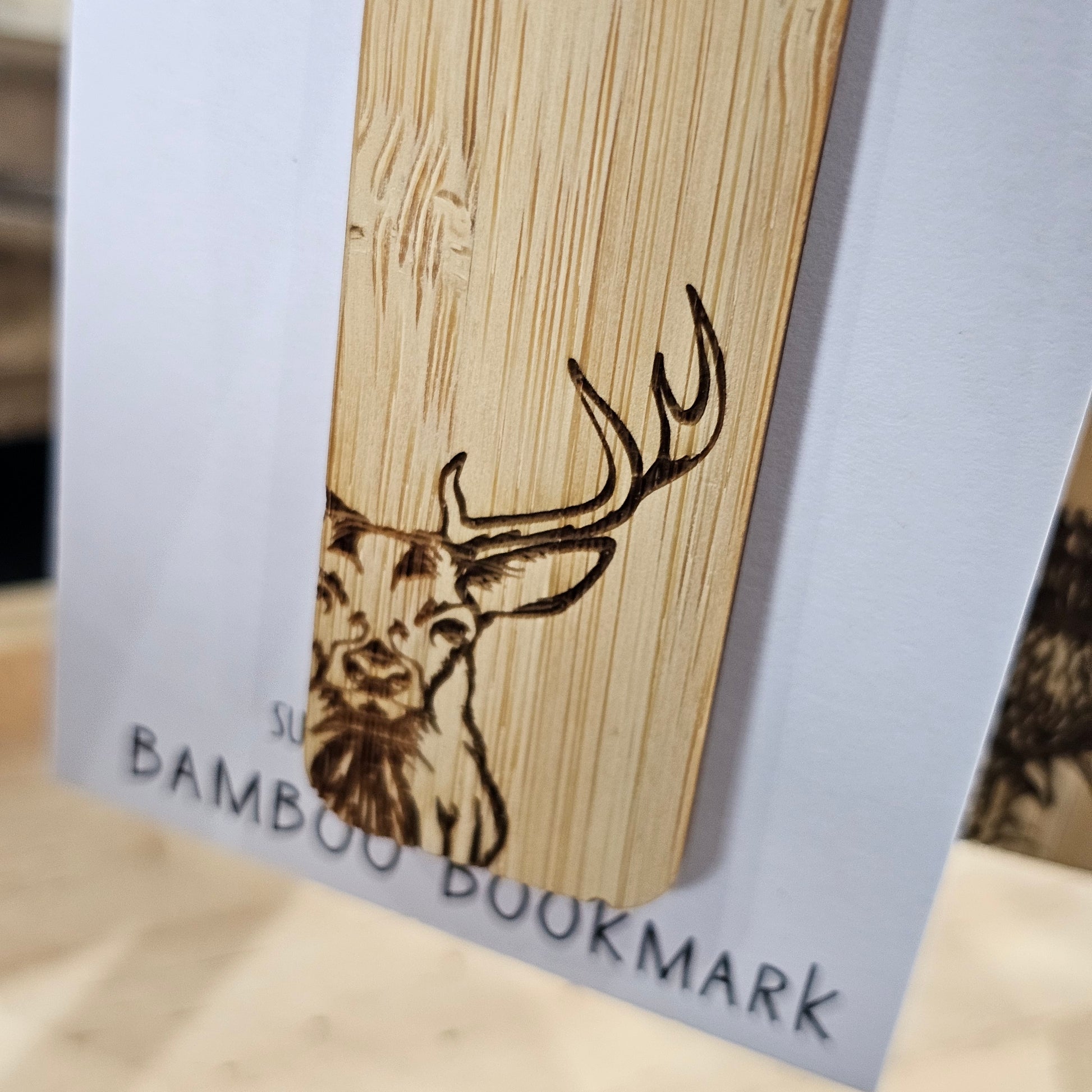 Scottish bamboo bookmarks by Ardroy Creations with Stag design