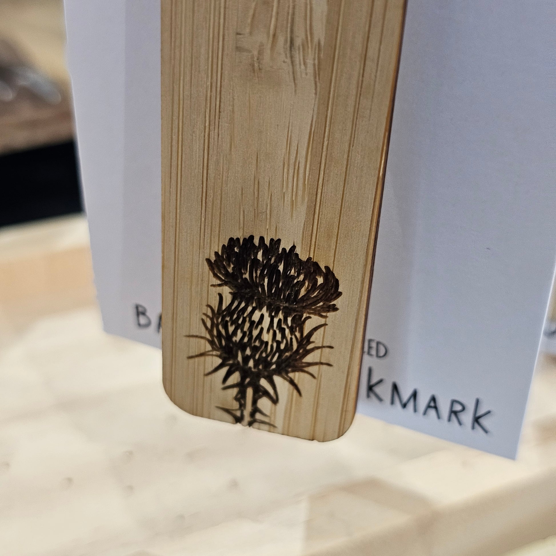 Scottish bamboo bookmarks by Ardroy Creations with Thistle design