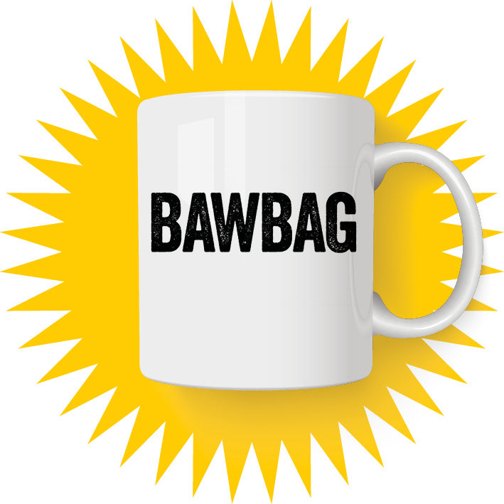 Bawbag Scottish ceramic mug by Hause & Havers featuring a bold modern typography design