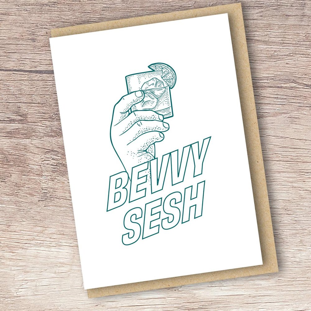 Bevvy Sesh Scottish birthday greeting card designed and printed in Edinburgh