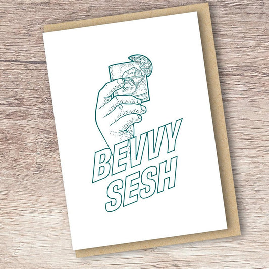 Bevvy Sesh Scottish birthday greeting card designed and printed in Edinburgh