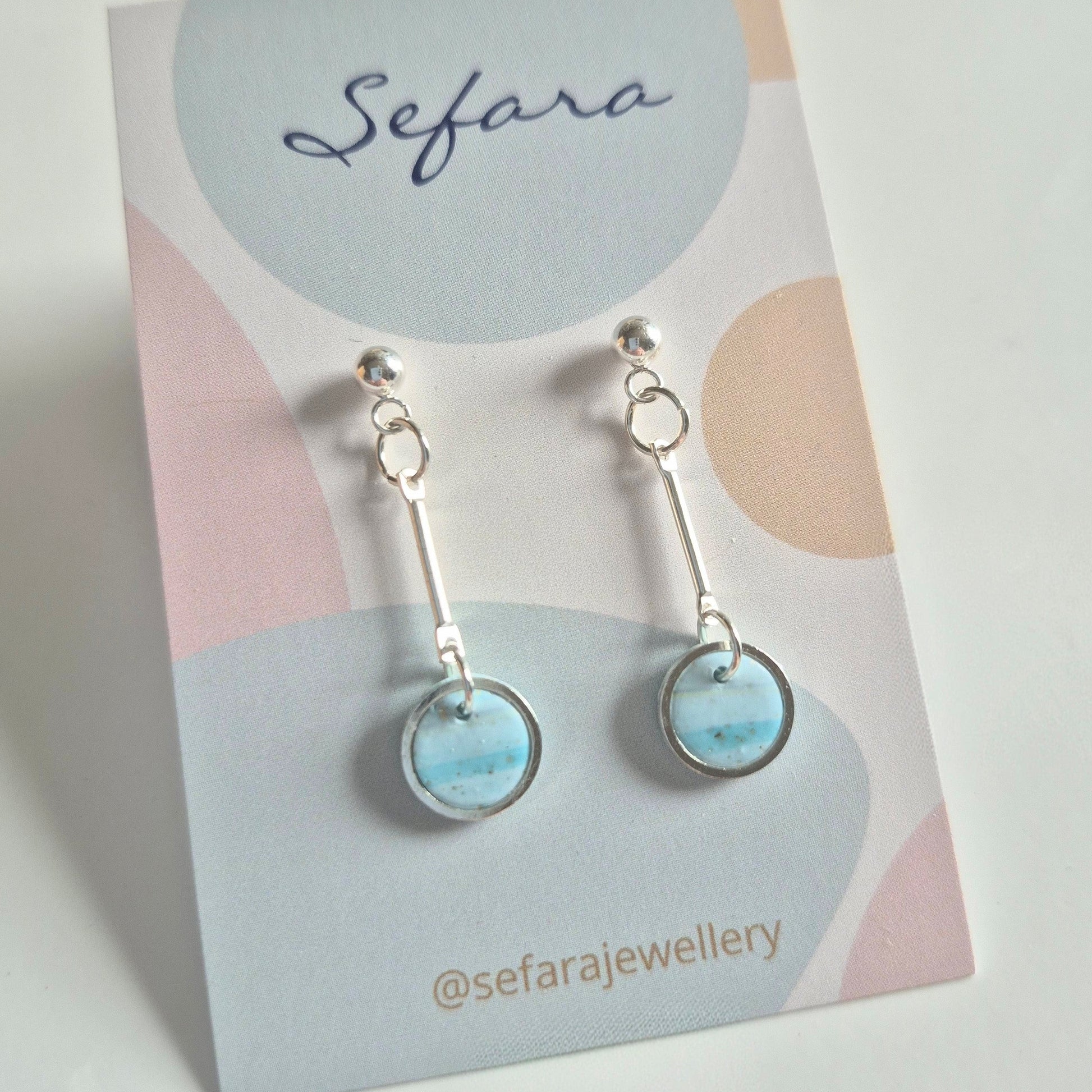 Sefara bezel drop earrings gold leaf crackle effect handmade jewellery