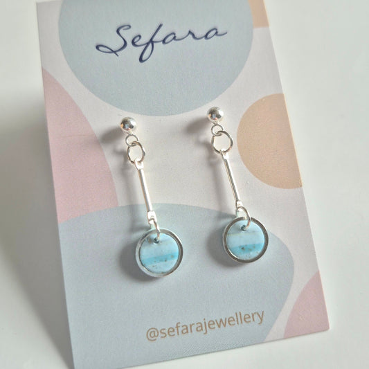 Sefara bezel drop earrings gold leaf crackle effect handmade jewellery