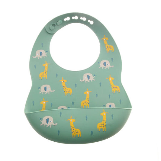 GIRAFFE + ELEPHANT CATCH IT SILICONE BIB