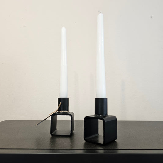 Two Black Satin SHS Candle Holders by The Jam Shed Co