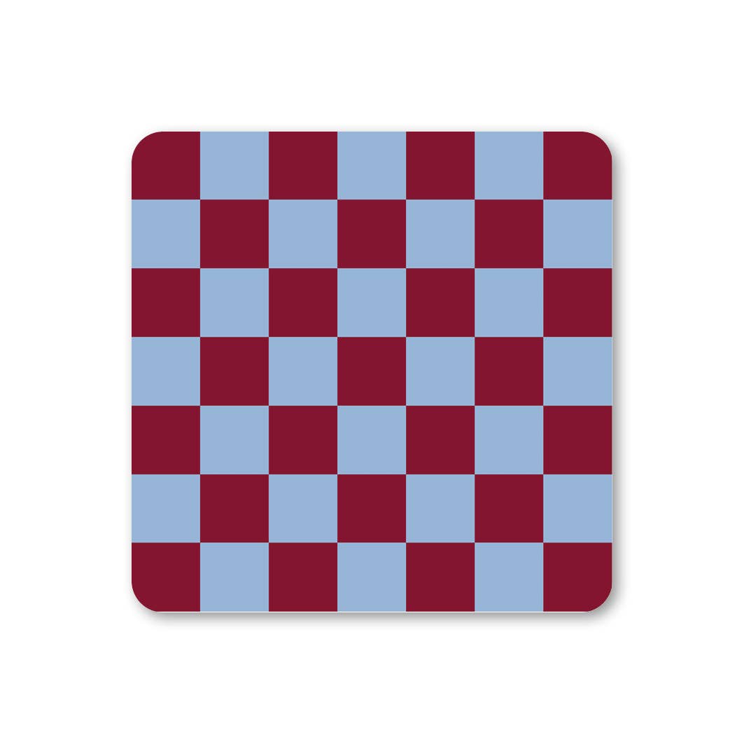 Ella Goddard retro drinks coasters in checkerboard design, 90mm square melamine coasters