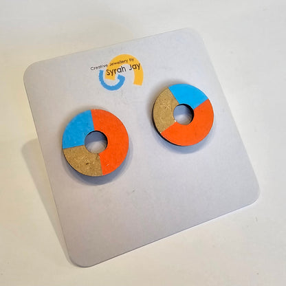 Geo Blok medium geometric stud earrings hand painted MDF shapes