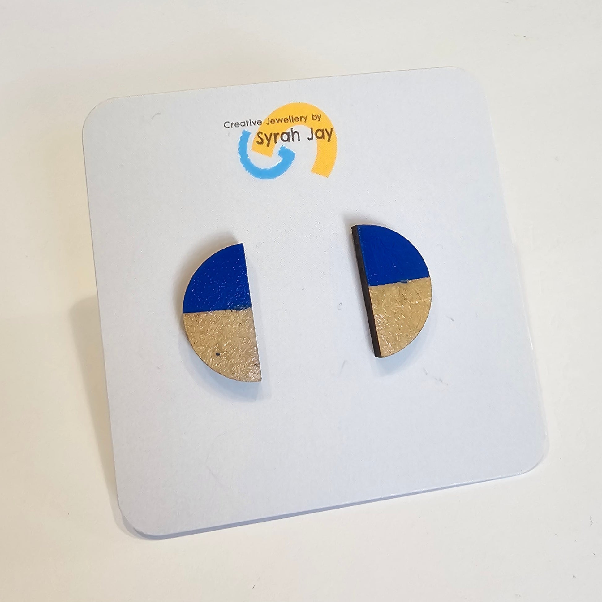 Geo Blok medium geometric stud earrings hand painted MDF shapes