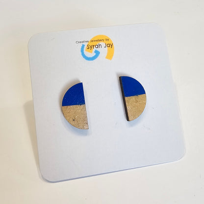 Geo Blok medium geometric stud earrings hand painted MDF shapes