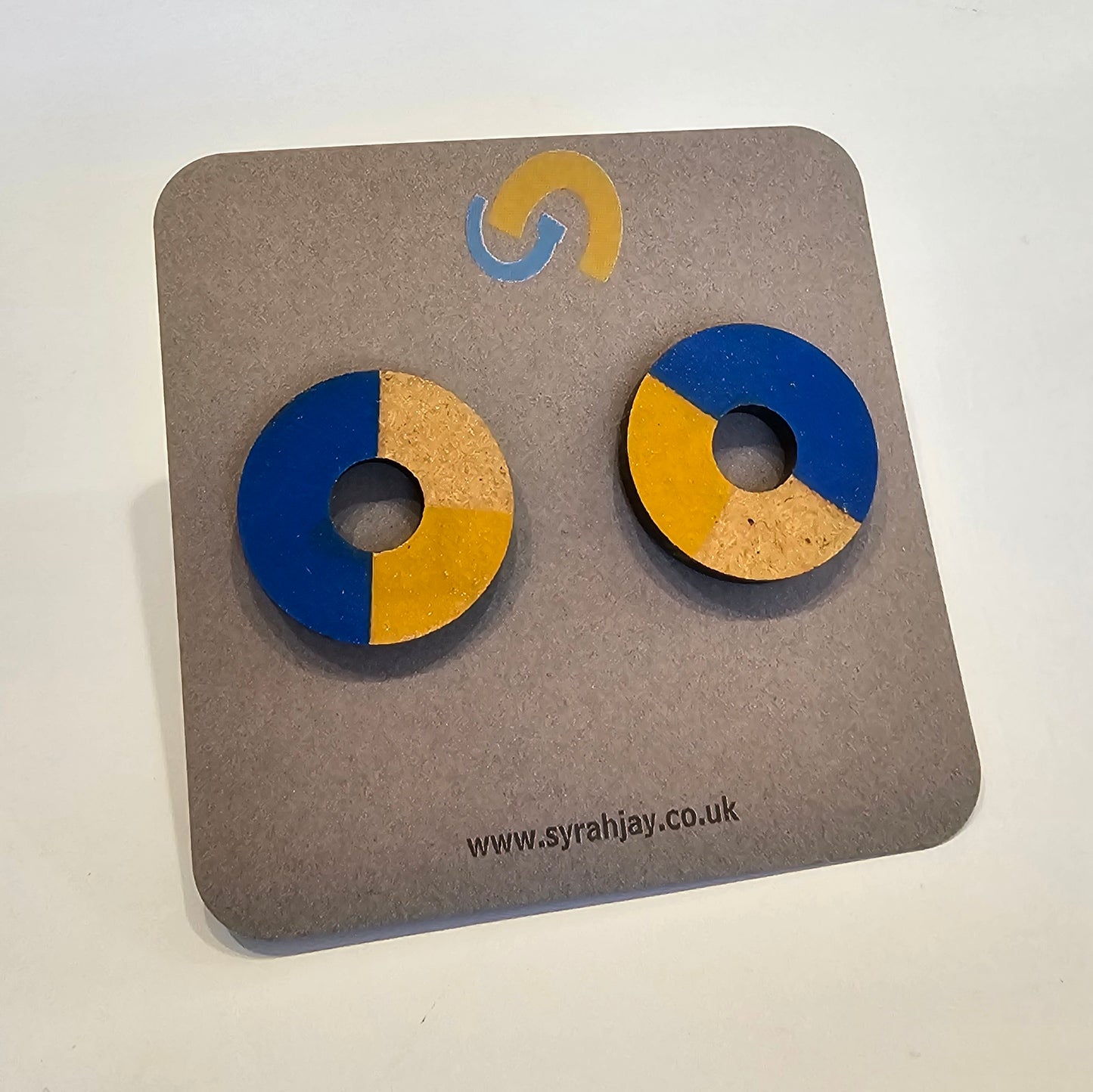 Geo Blok medium geometric stud earrings hand painted MDF shapes