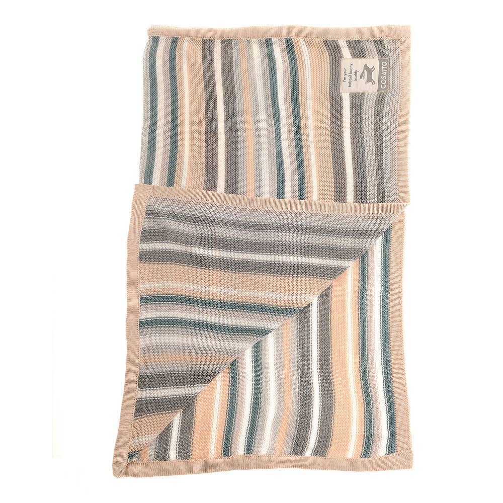 Cosatto knitted stripe baby blanket by Ziggle 100% cotton pram blanket 90 x 70 cm