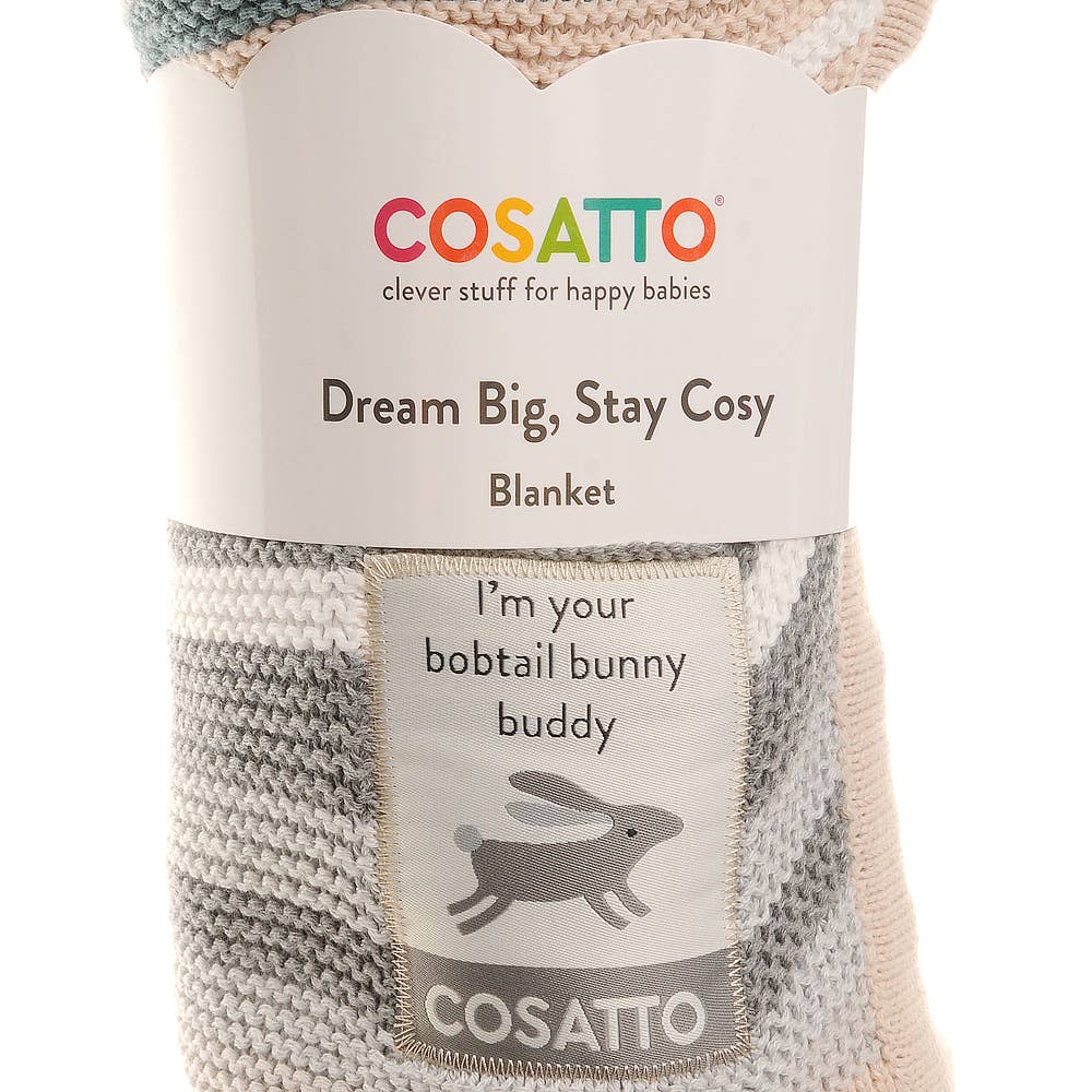 Cosatto knitted stripe baby blanket by Ziggle 100% cotton pram blanket 90 x 70 cm